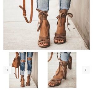 Vici Wrap Up Faux Suede Heels